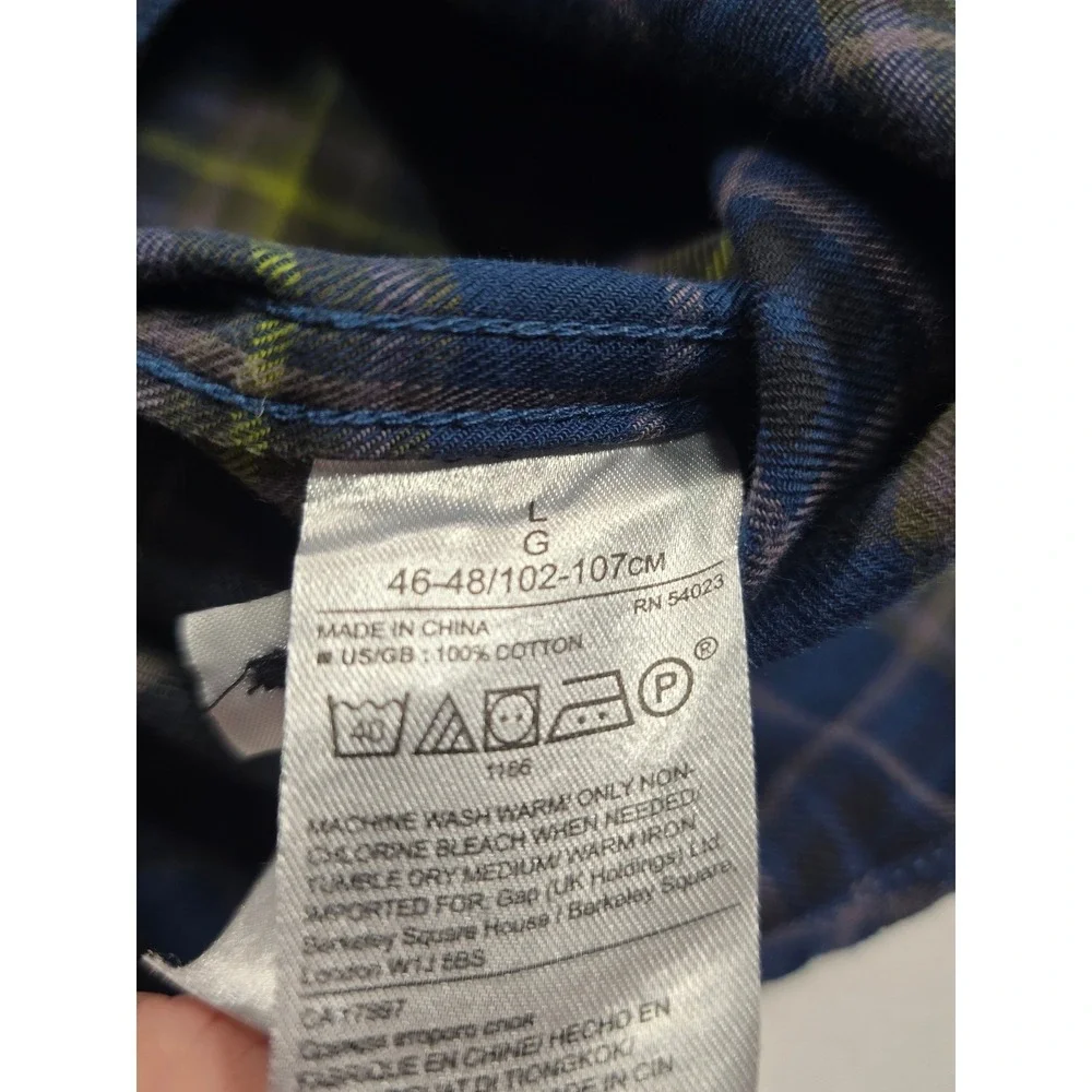 Banana Republic Luxe Flannel Camden Fit Mens Large Blue Plaid Button‎ Down Shirt